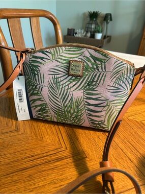 Dooney & Bourke Pink and Green Palm-Print Crossbody